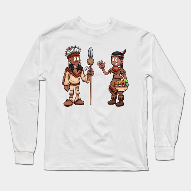 Native American Man And Woman Long Sleeve T-Shirt by TheMaskedTooner